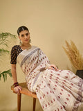 WhiteRed Aadrika Saree
