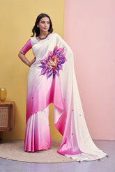 Pink Flora Saree