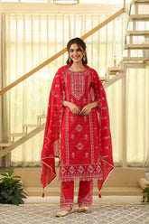 Red Kesar Suit Set (Set of 3)