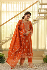 Rust Orange Kesar Suit Set (Set of 3)