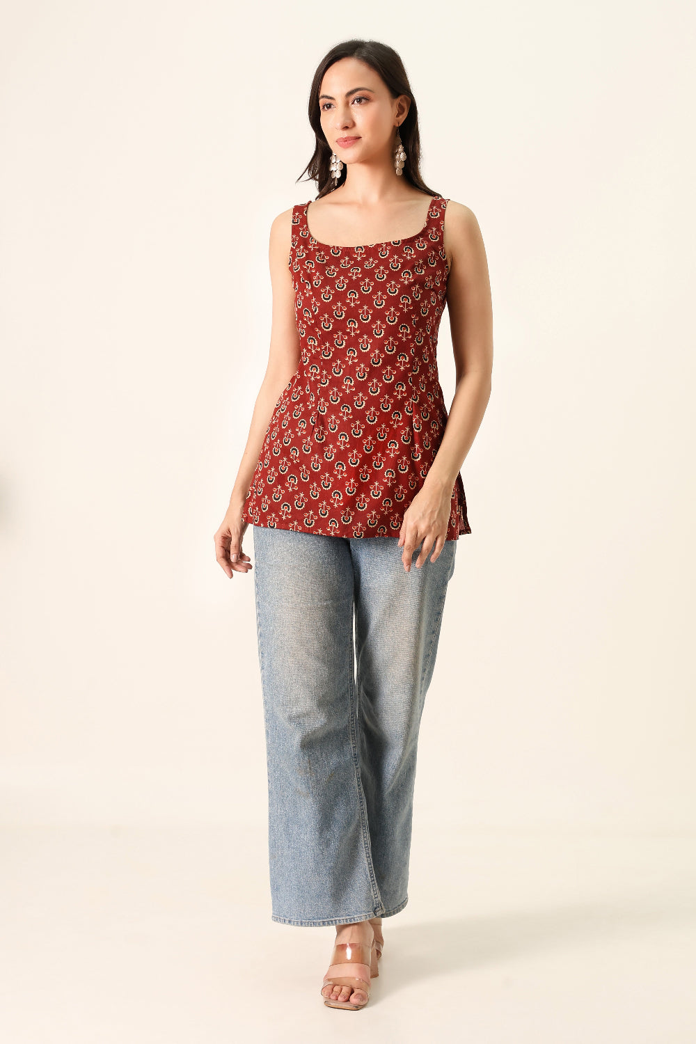 Rama Maroon Short Kurti For Women