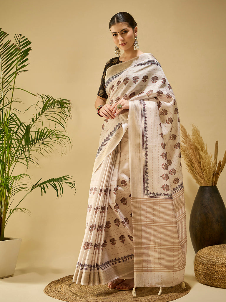 Whitebrown Aadrika Saree