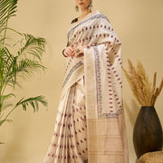 WhiteRed Aadrika Saree