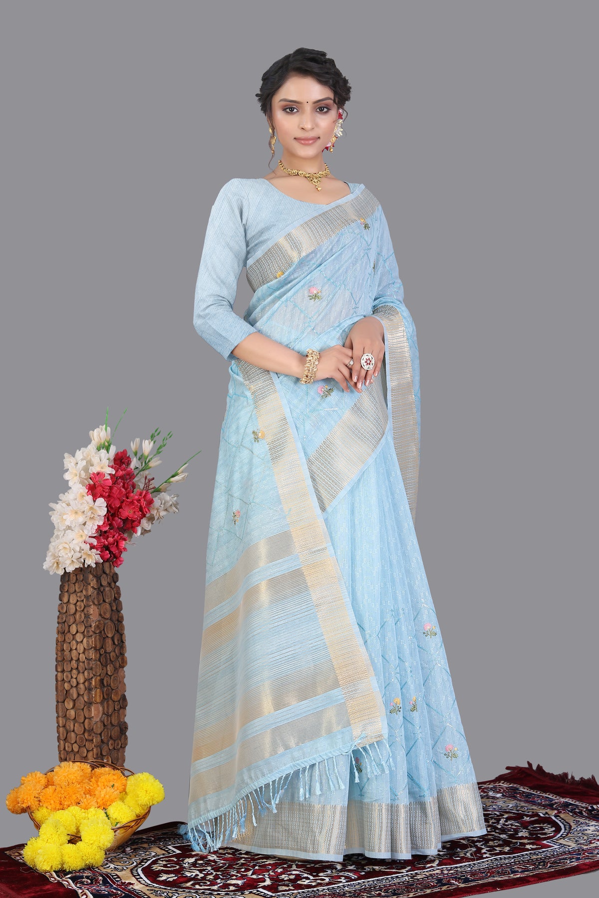 Blue Akshara Saree