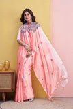 Peach Flora Saree