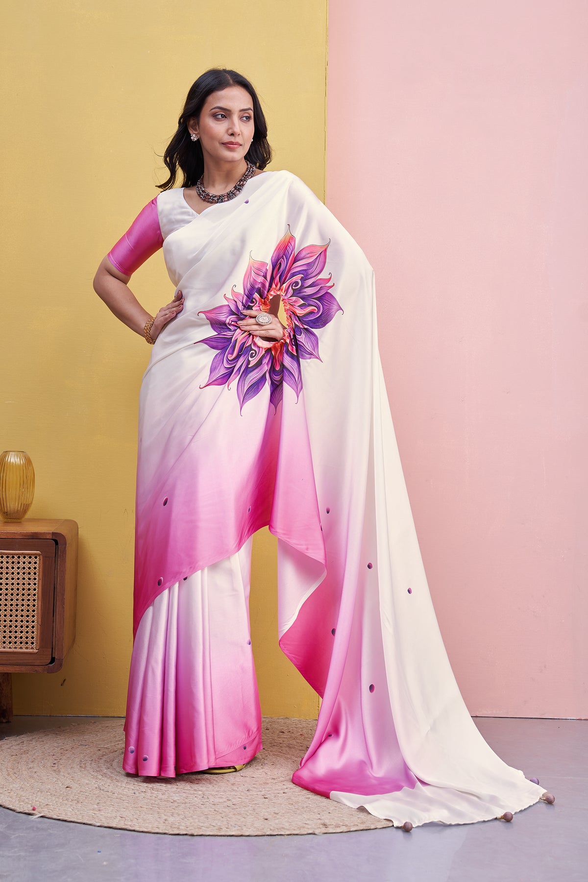 Pink Flora Saree