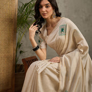 CreamGreen Pakhi Saree