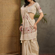 CreamRed Pakhi Saree