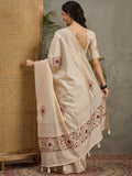 CreamRed Pakhi Saree