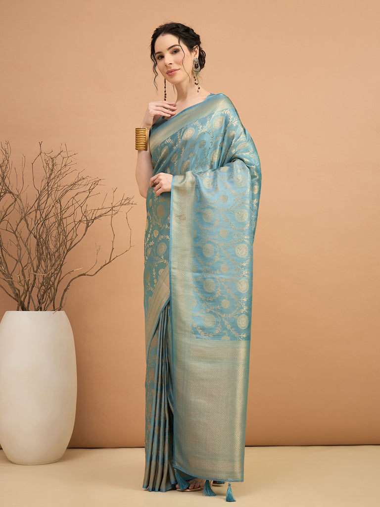 Blue Mehak Saree