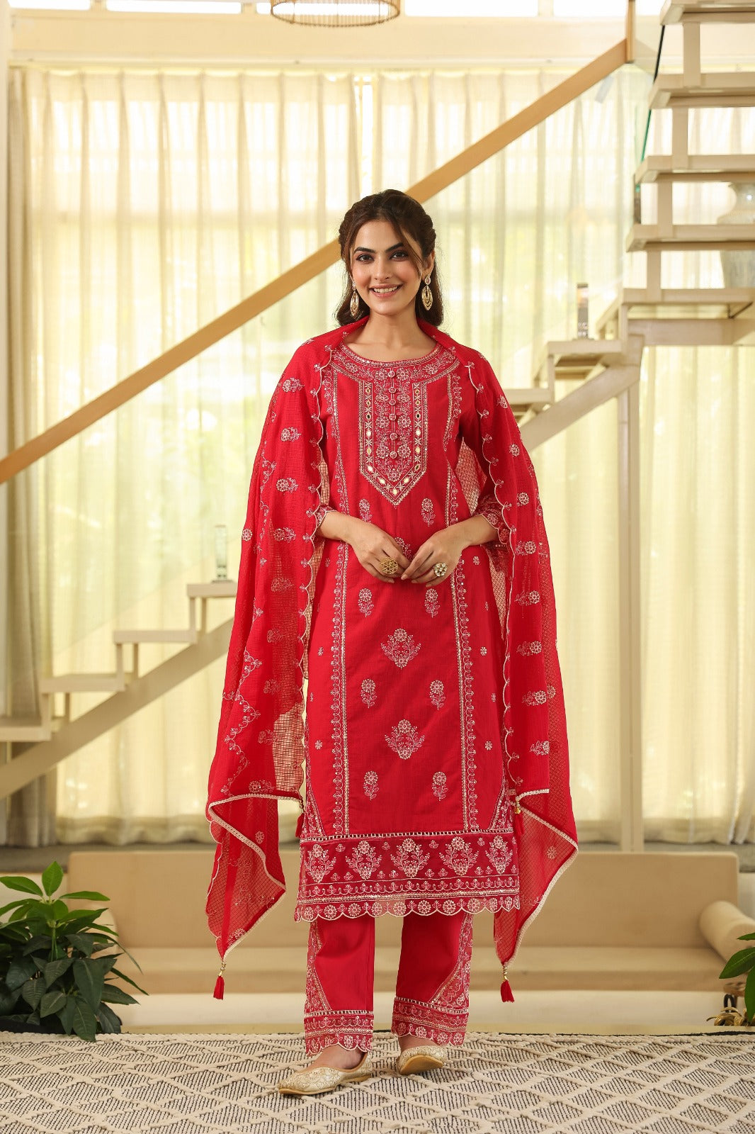 Red Kesar Suit  Set (Set of 3)