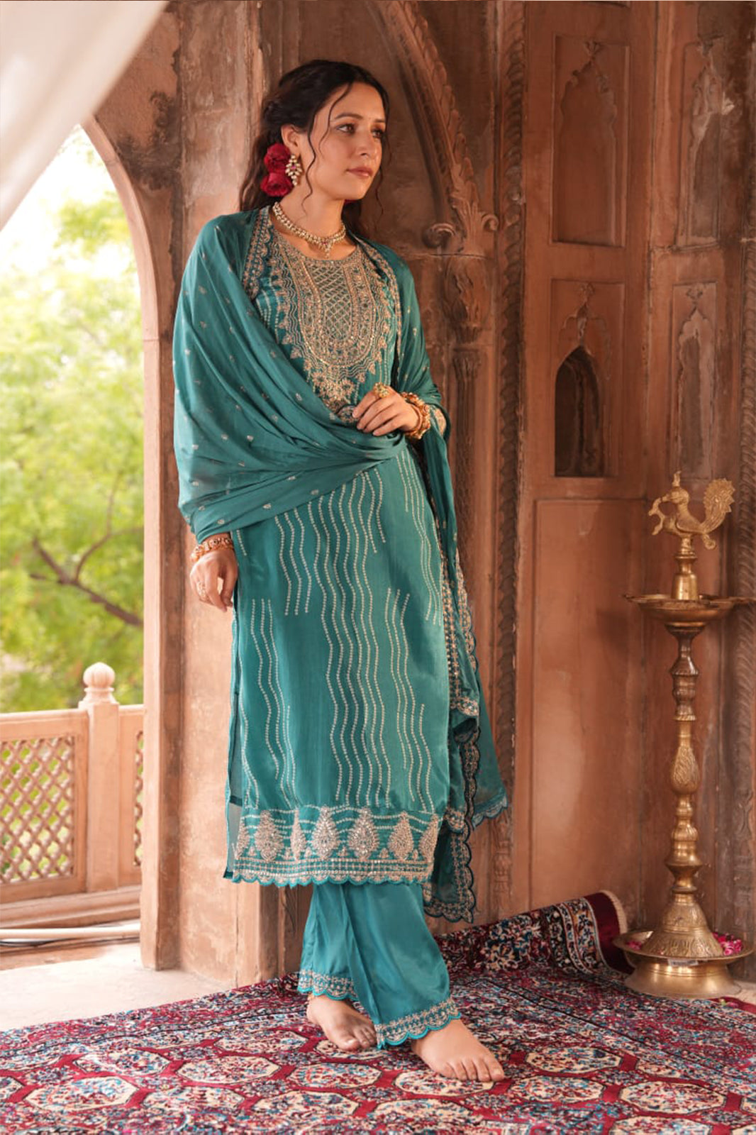 Teal Noorani Suit Set (Set of 3)
