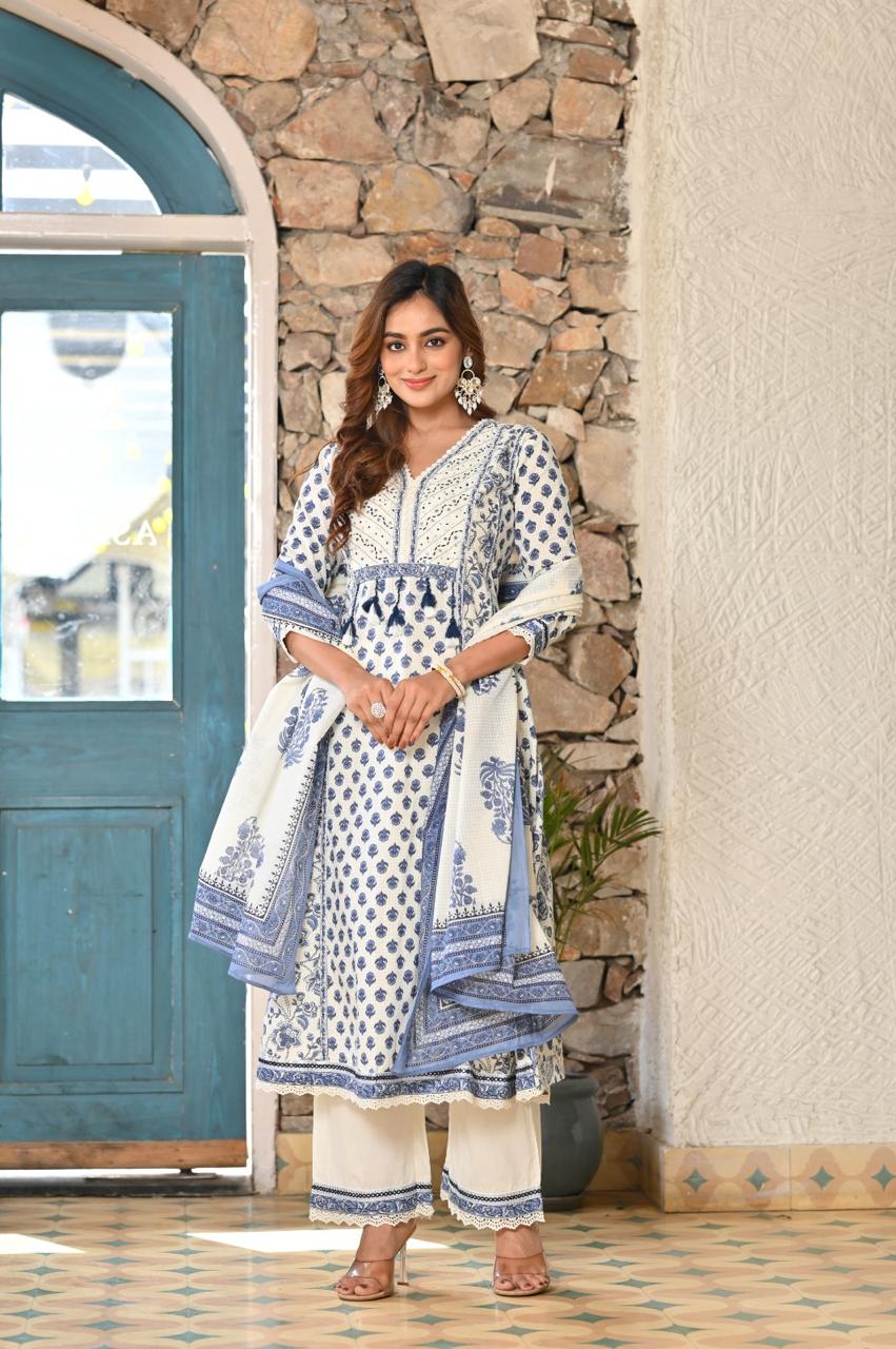 Blue Roohi Suit Set (Set of 3)