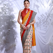 CreamRed Manika Saree