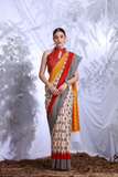 CreamRed Manika Saree
