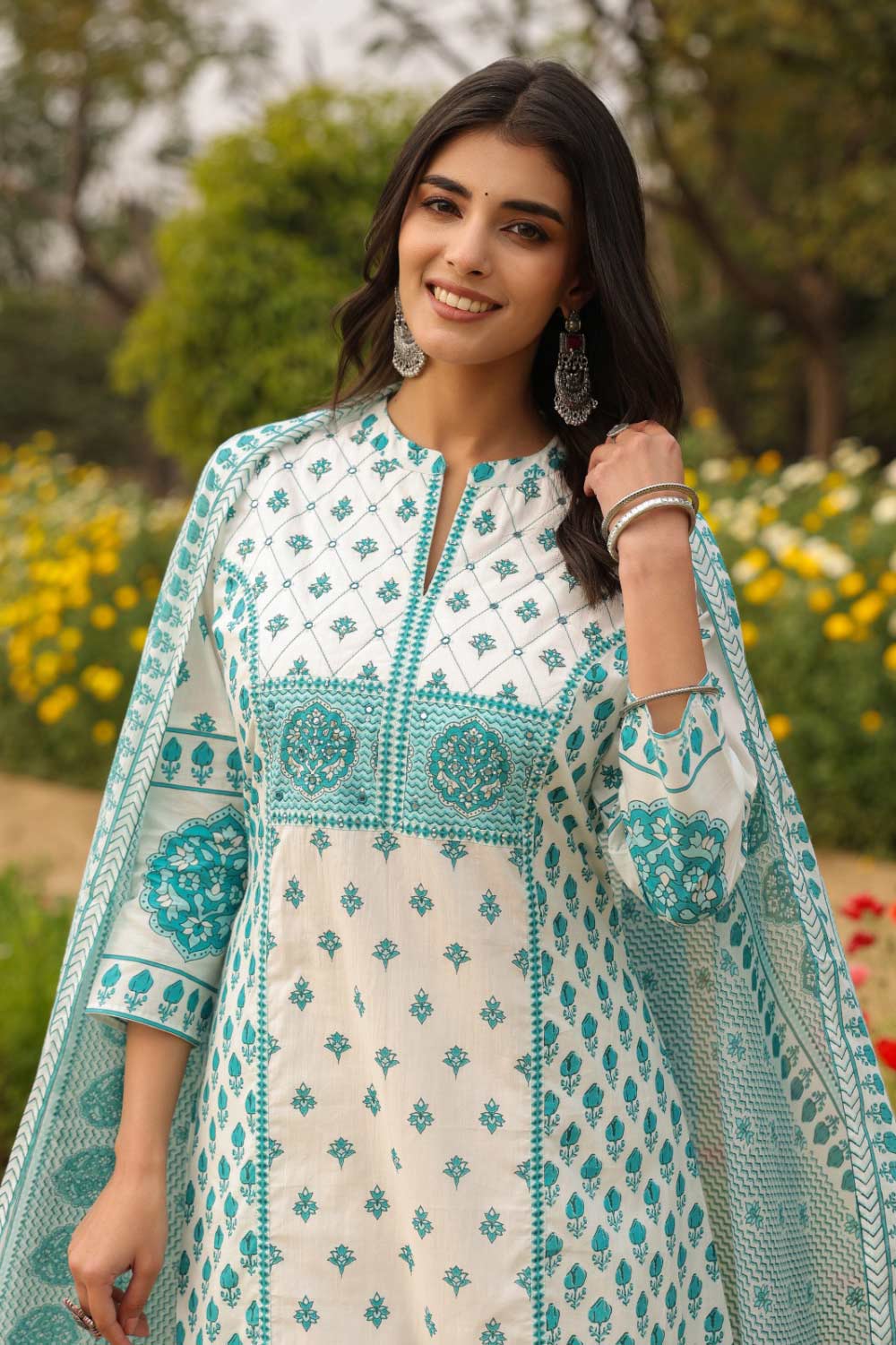 Kashish Aqua Kurta Set with Dupatta
